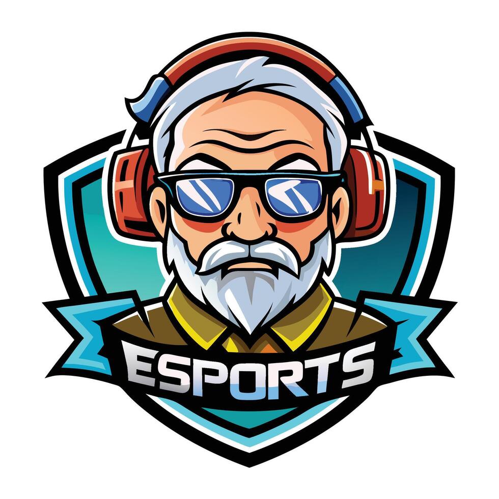 an old man with glasses and a beard wearing headphones and a headset vector