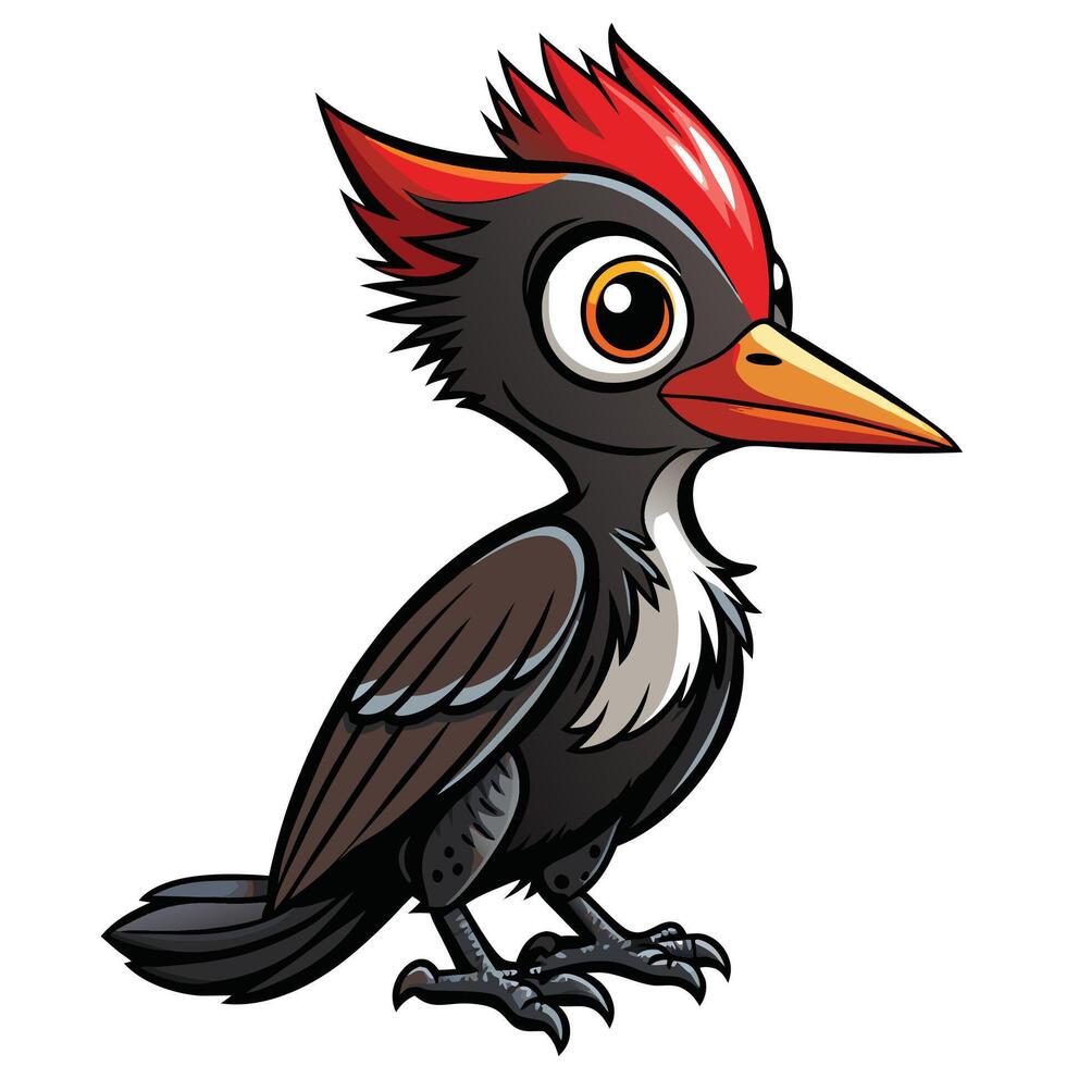 a cartoon woodpecker with red feathers vector