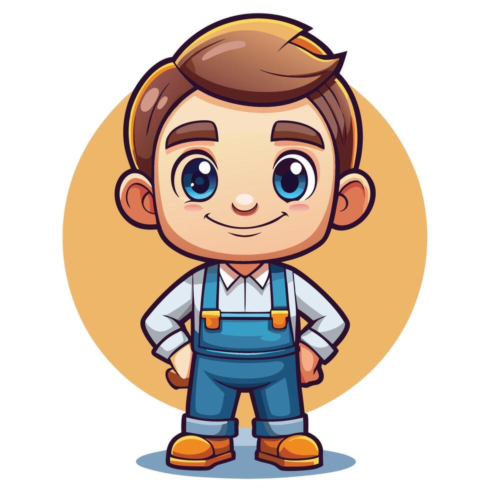 cartoon character of a handyman with a tool in his hand vector