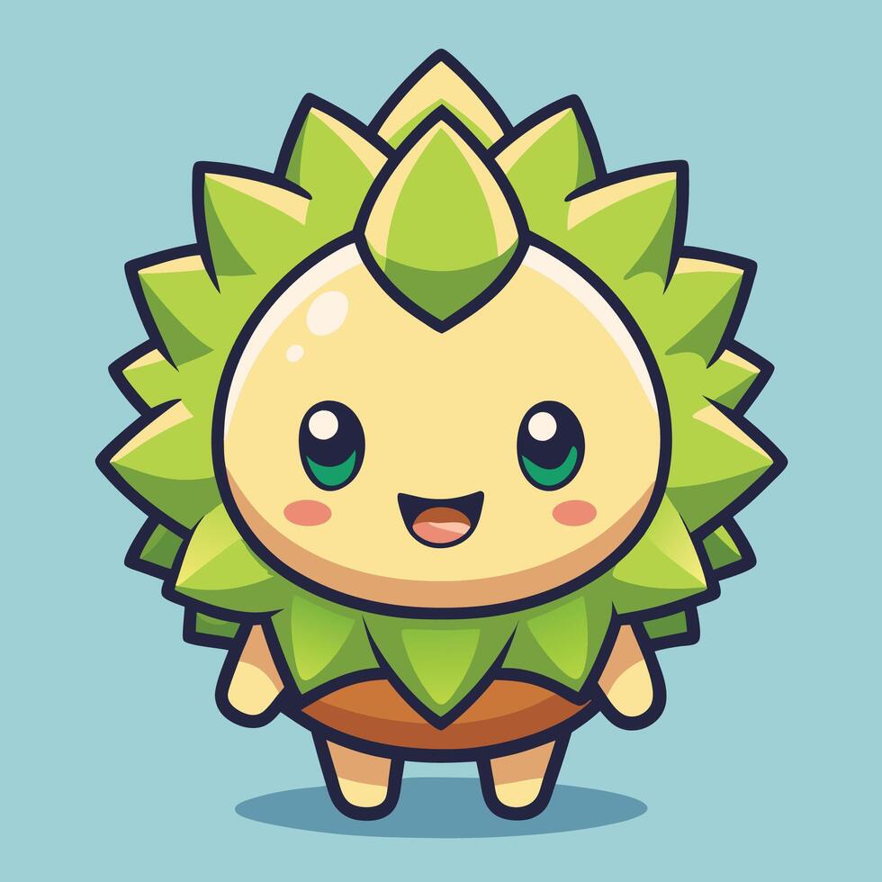 a cute little green monster with green eyes vector