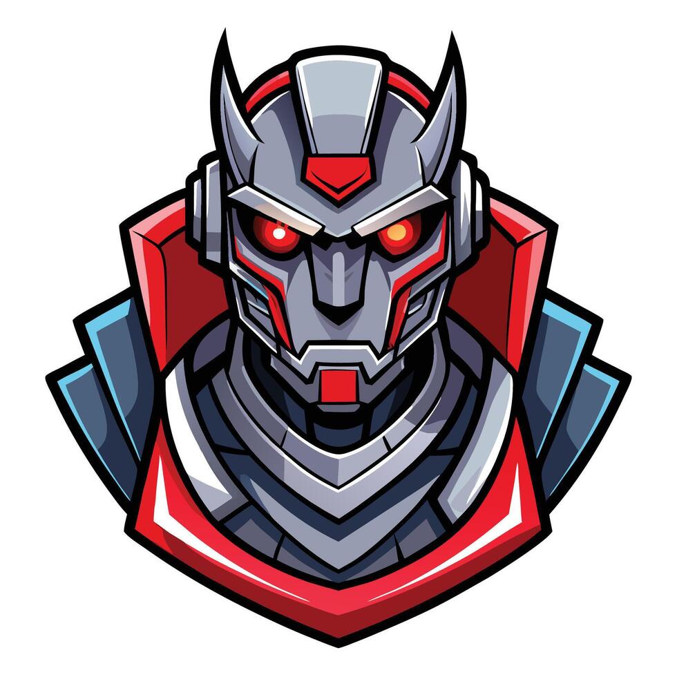 a robot head with red eyes vector
