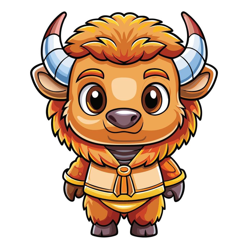 cartoon buffalo character illustration vector