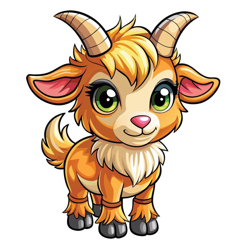 a cartoon goat with horns and horns vector