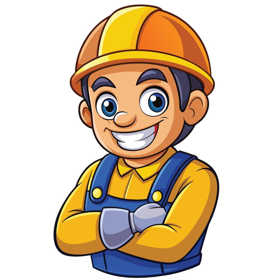 cartoon construction worker with a smile vector