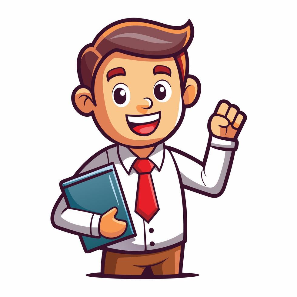 cartoon businessman holding a folder and pointing vector