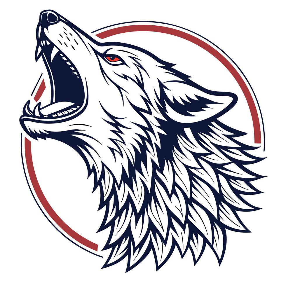 howling wolf head illustration vector