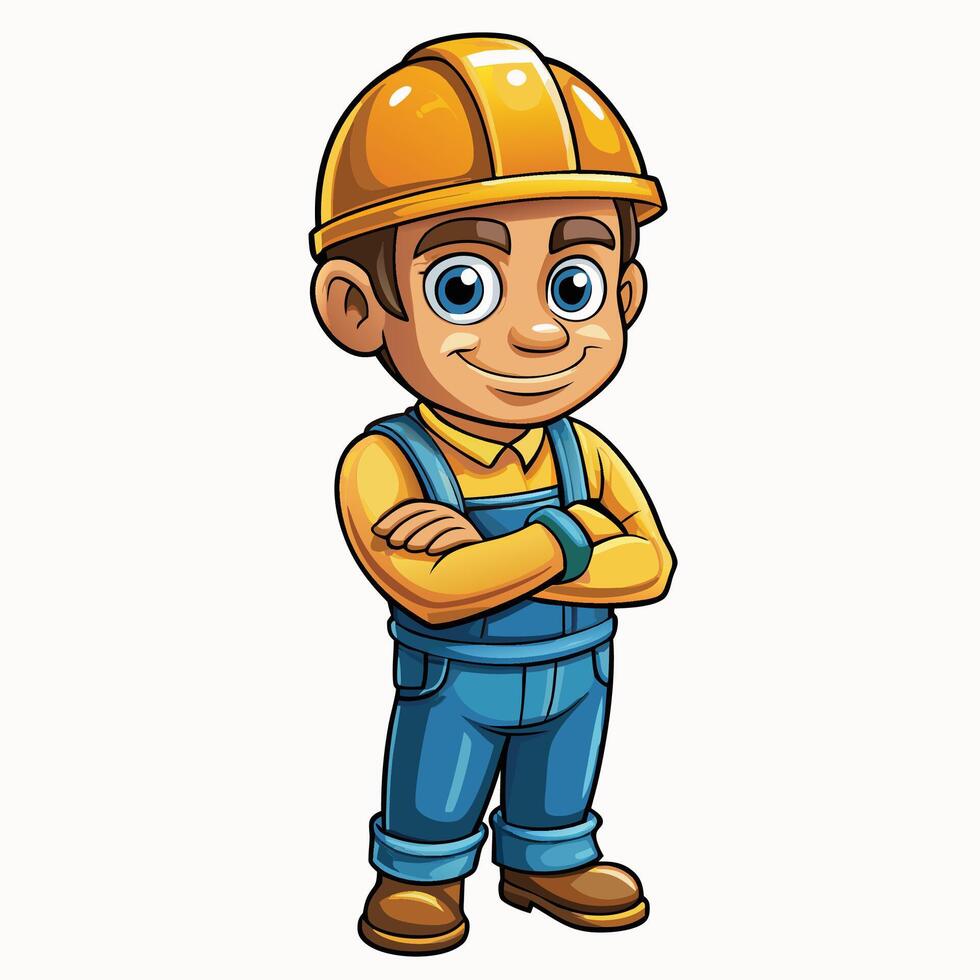 cartoon construction worker with a smile vector