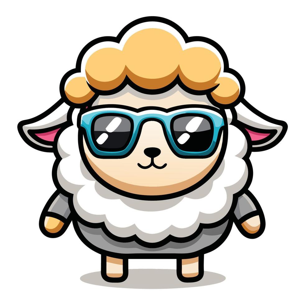 a cartoon sheep wearing sunglasses and a sweater vector