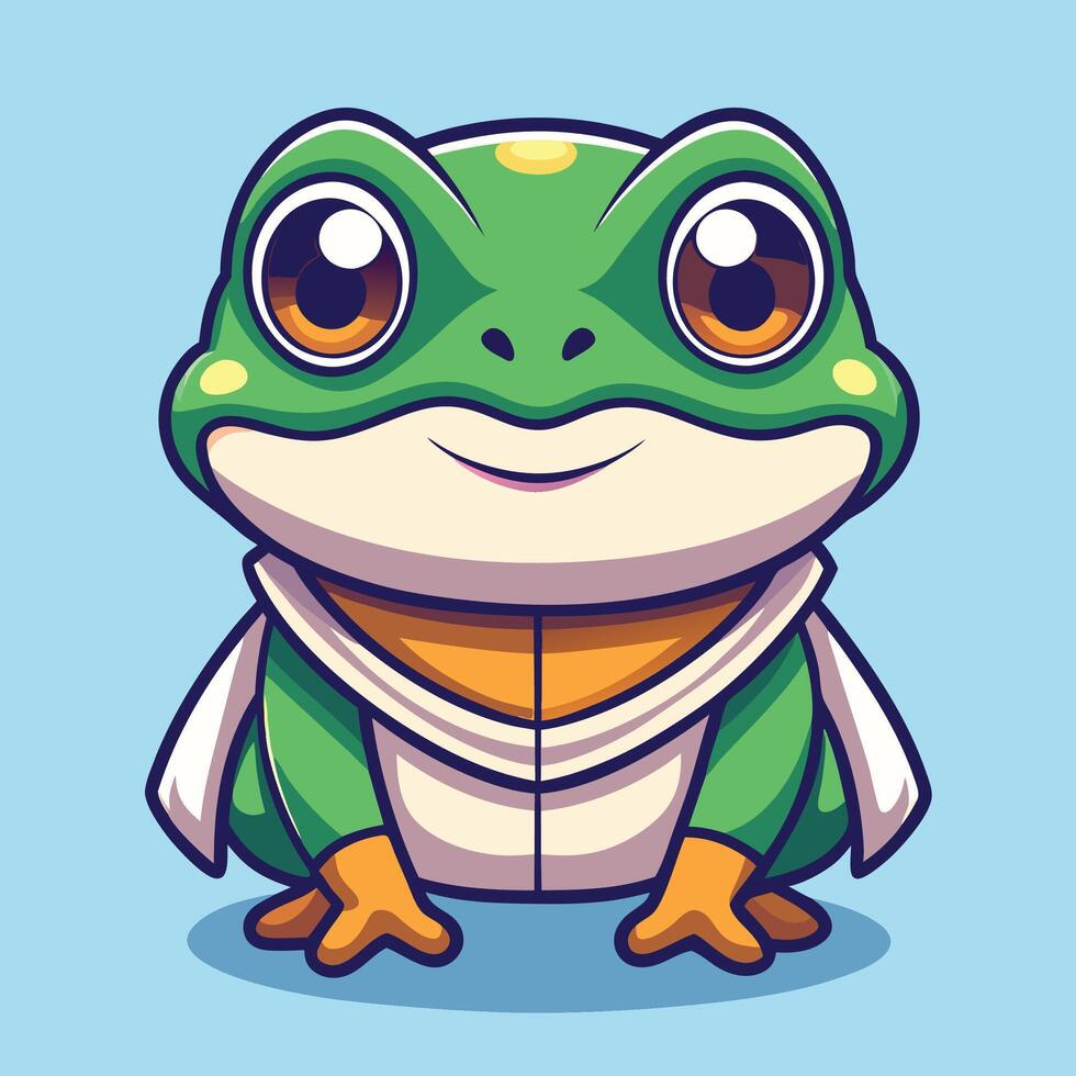 a cartoon frog with a white shirt and green pants vector