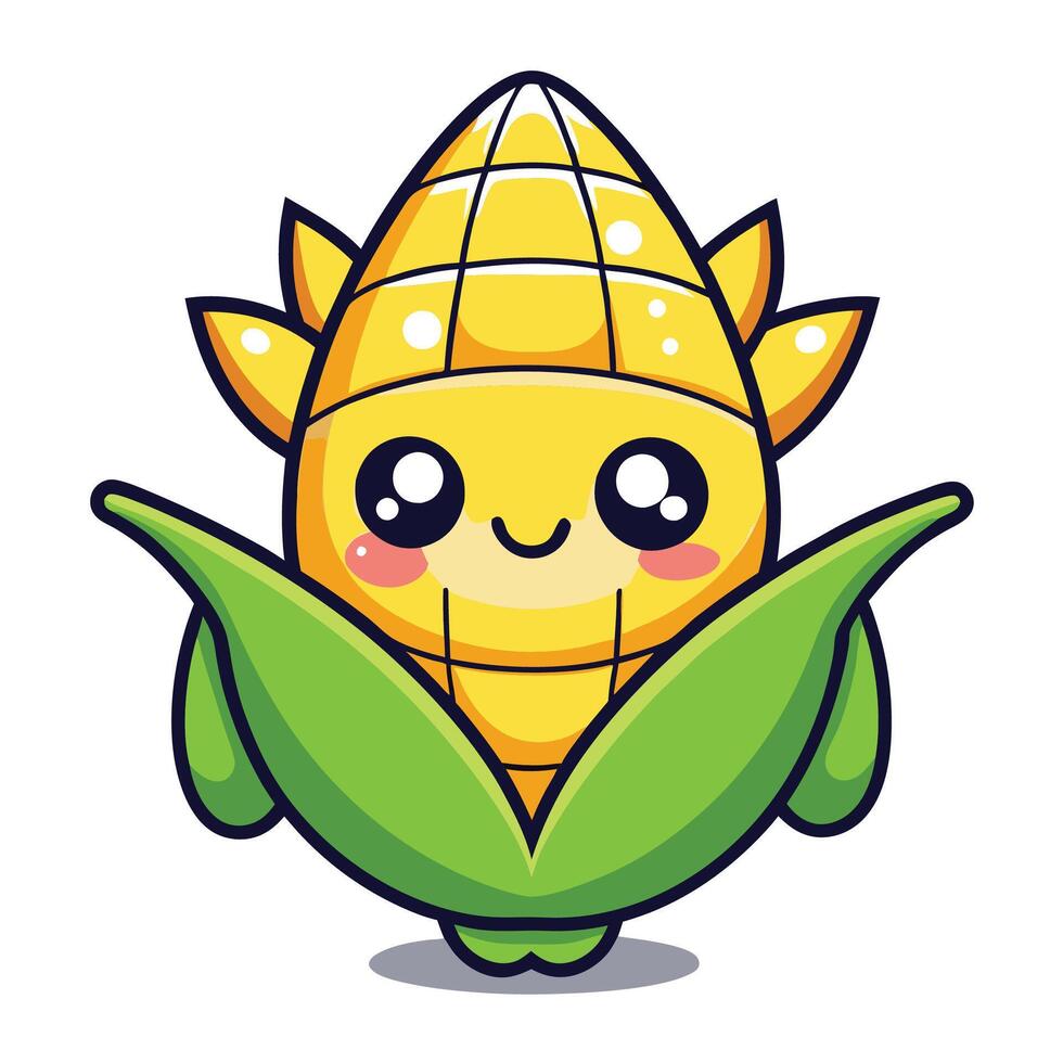 a cartoon corn character with big eyes and a smile vector