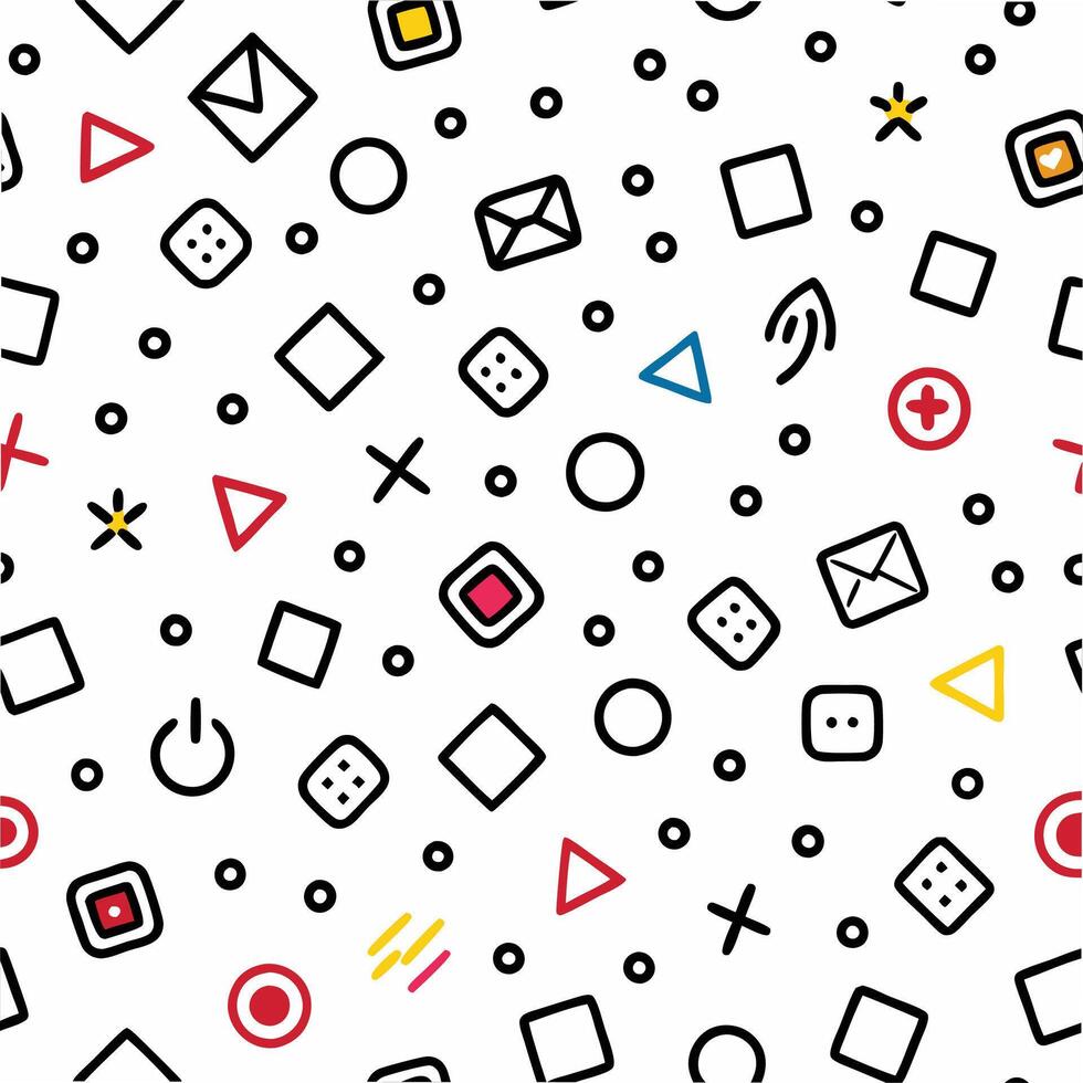 a pattern with various shapes and symbols vector