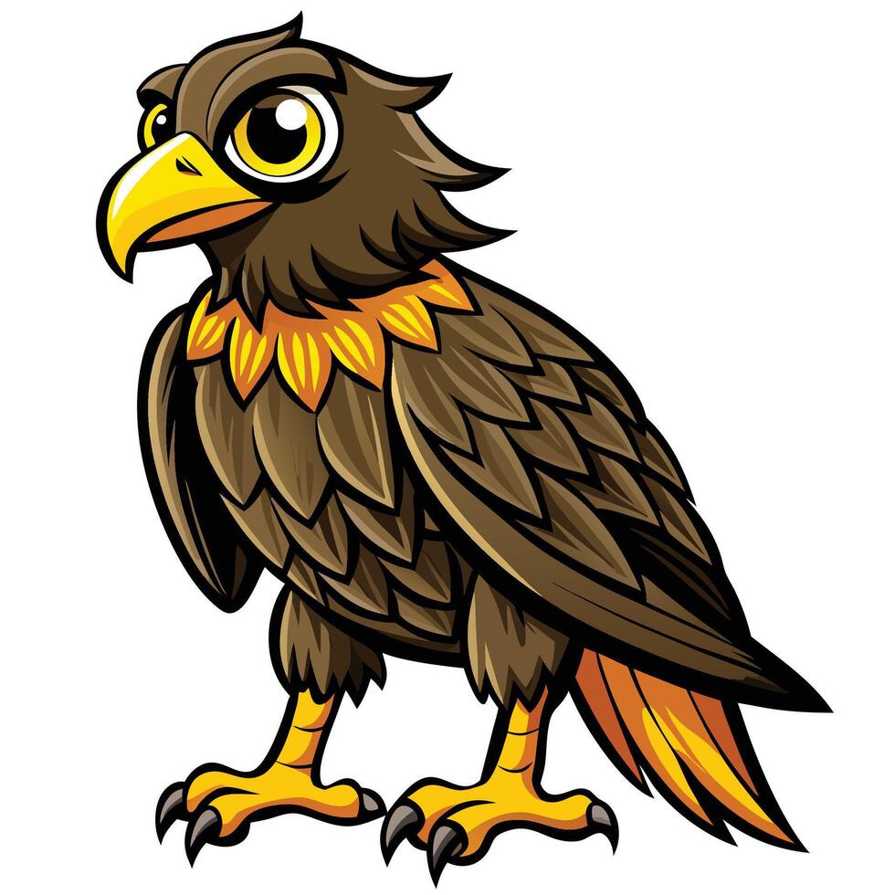 a cartoon eagle with yellow beak and black feathers vector