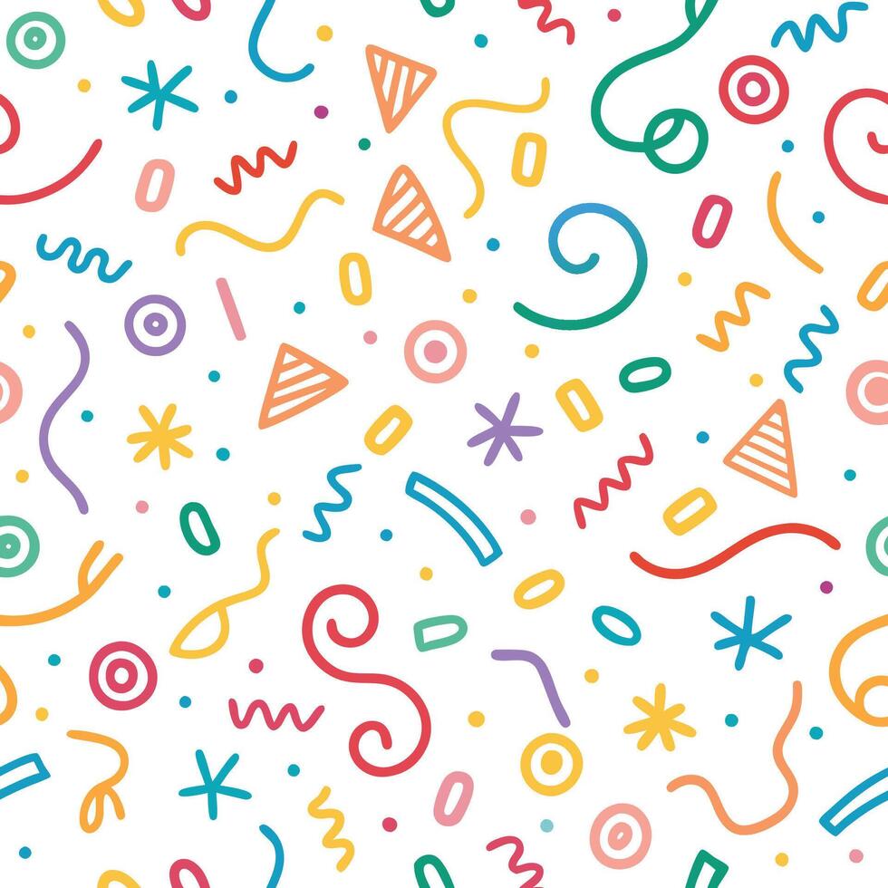 a colorful pattern with various shapes and lines vector