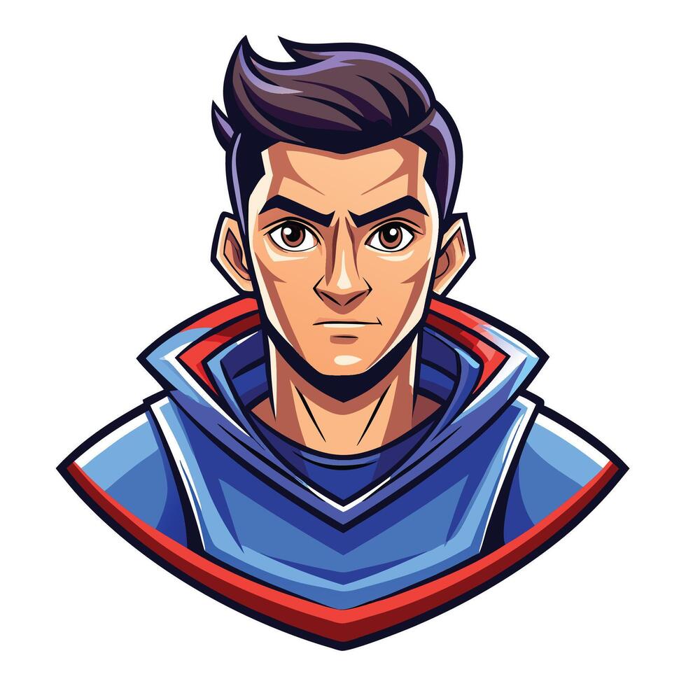 a cartoon avatar of a man in a blue and red shirt vector