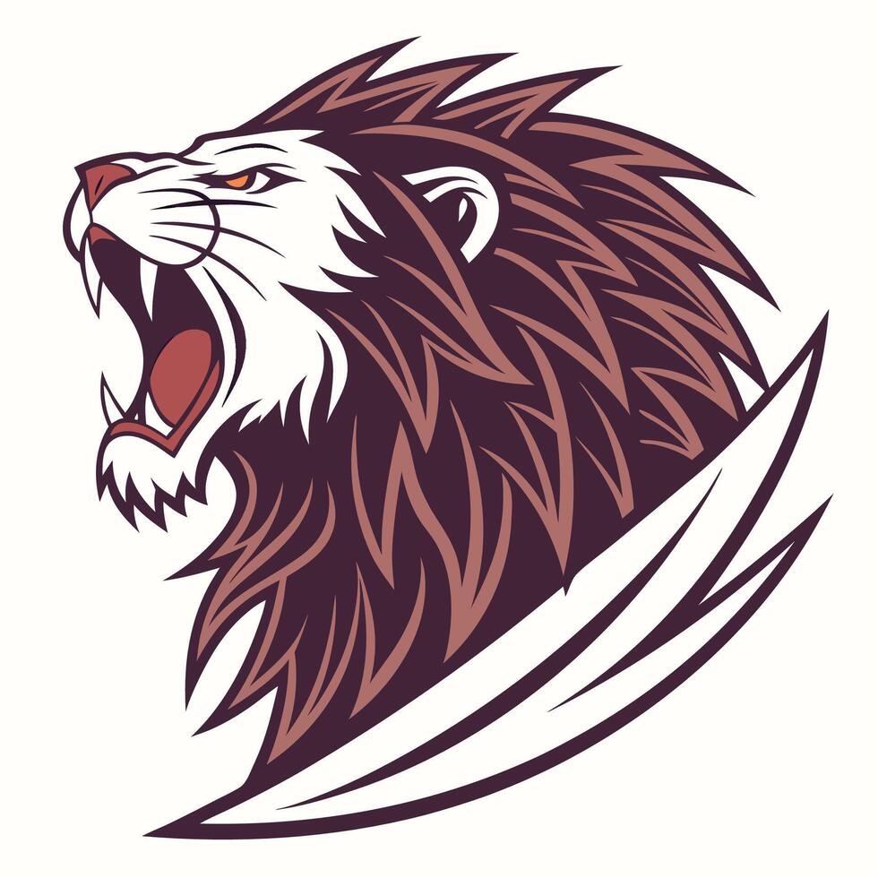 lion head with open mouth on white background vector
