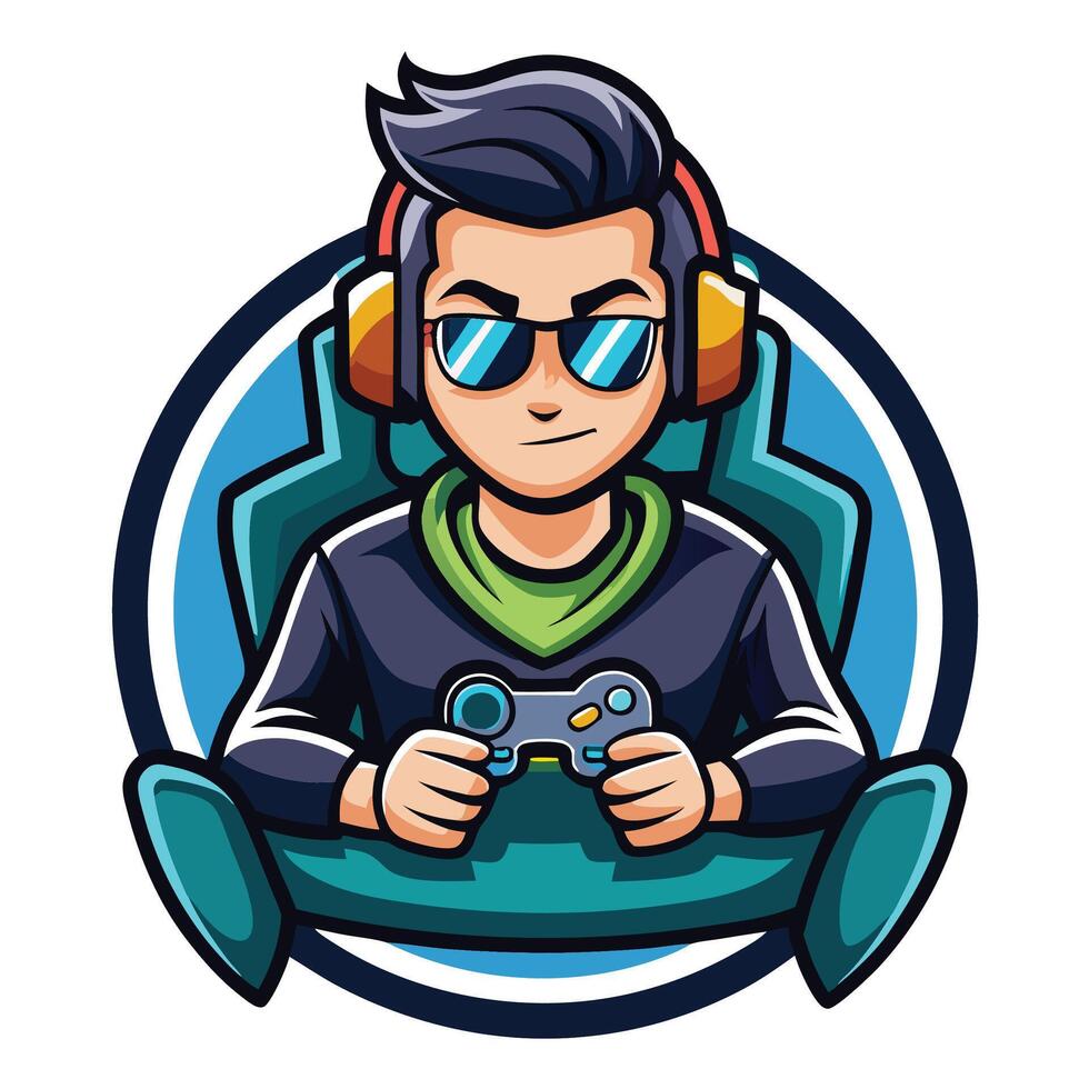 gamer avatar with headphones and controller vector