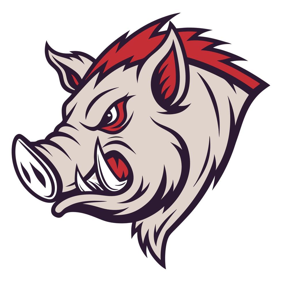 the head of a wild boar is shown in a cartoon style vector