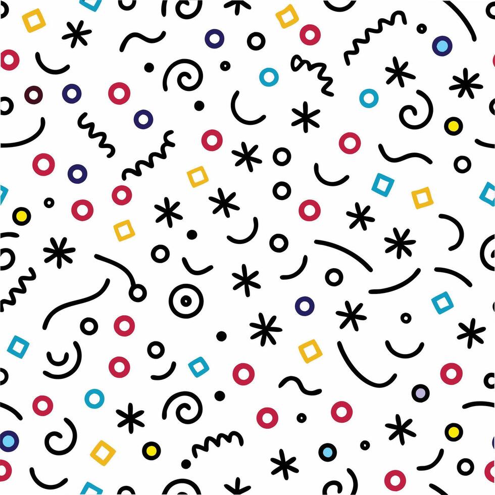 a colorful pattern with various shapes and lines vector