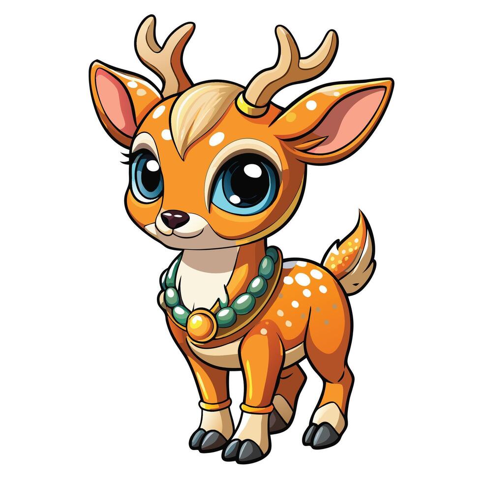 a cartoon deer with big eyes and a necklace vector