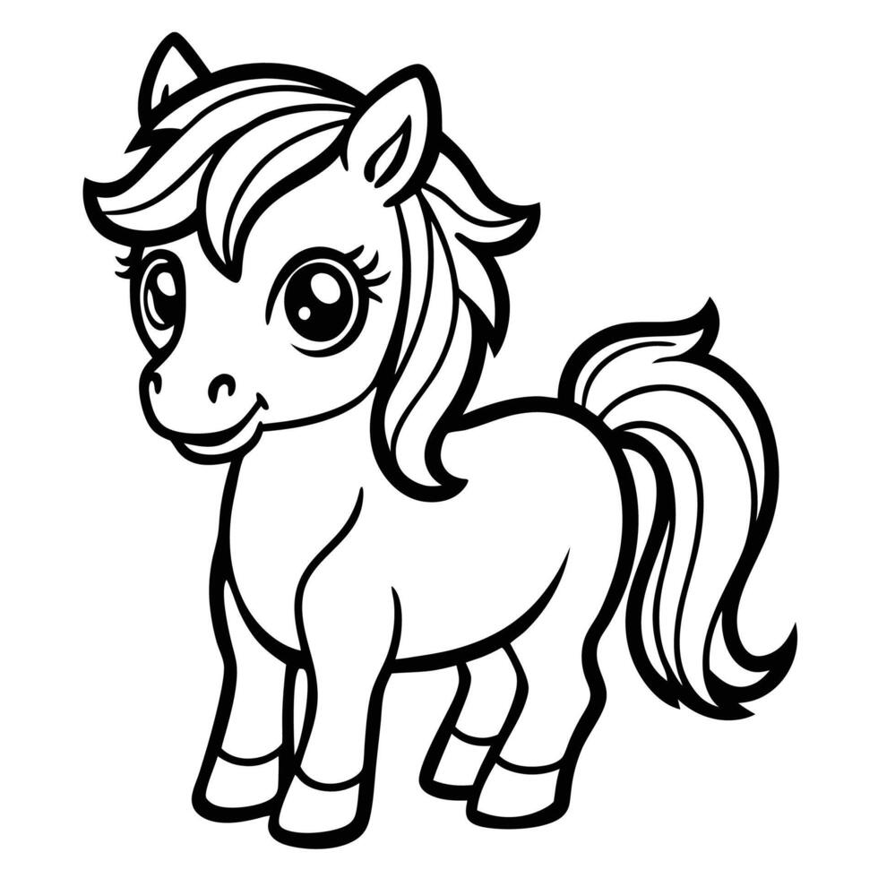 a cartoon horse coloring page vector