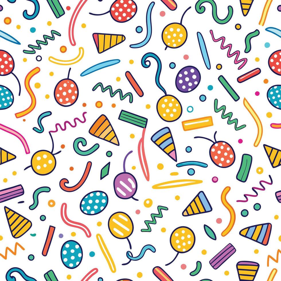 seamless pattern with colorful party items vector