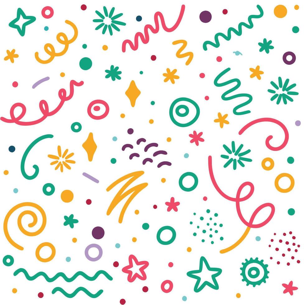 a colorful pattern with various shapes and stars vector