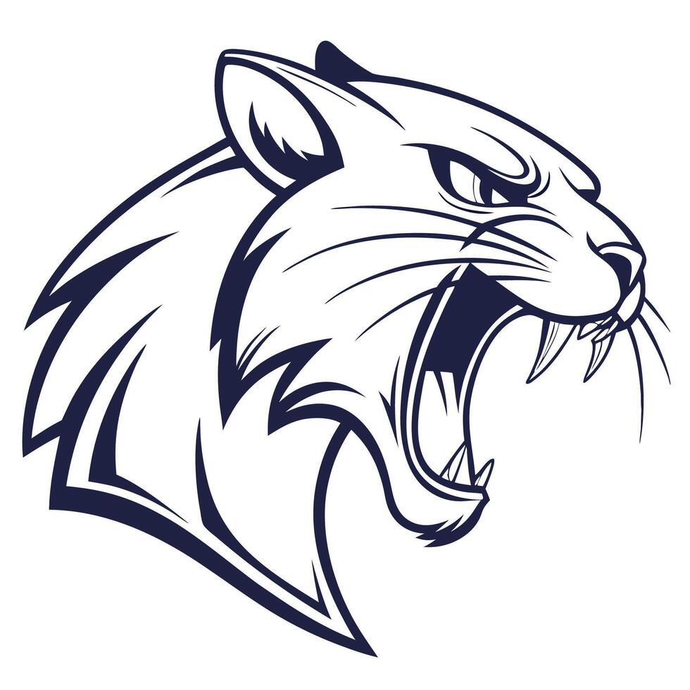 a panther head with its mouth open vector