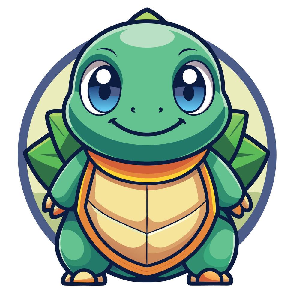a cartoon turtle with a big smile on its face vector