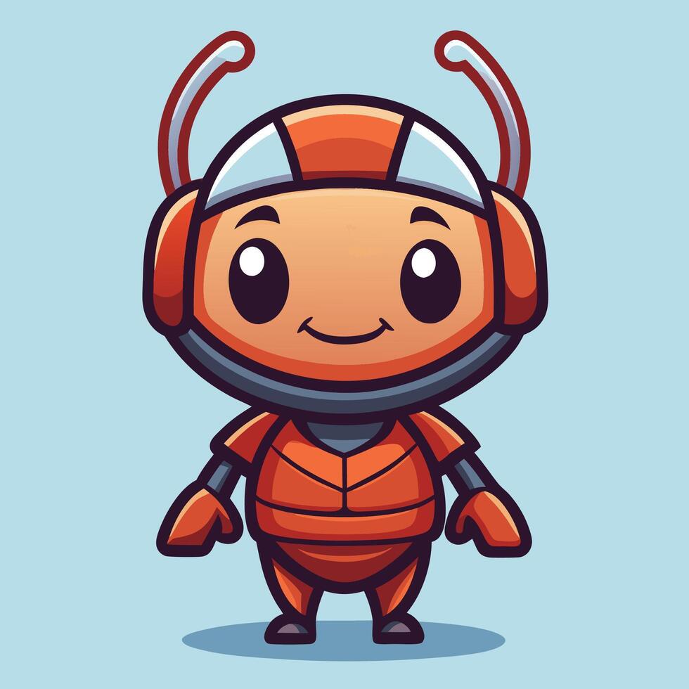 cartoon insect character with orange suit and helmet vector