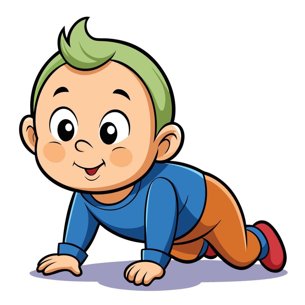 cartoon boy crawling on the floor vector