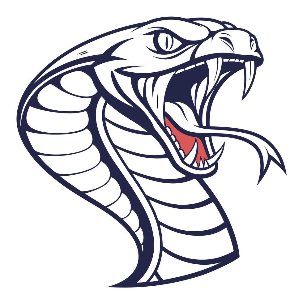 a cobra snake head with its mouth open vector