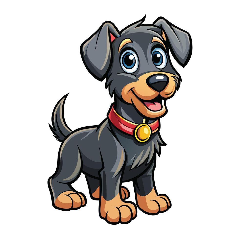 a cartoon black dog with a red collar vector