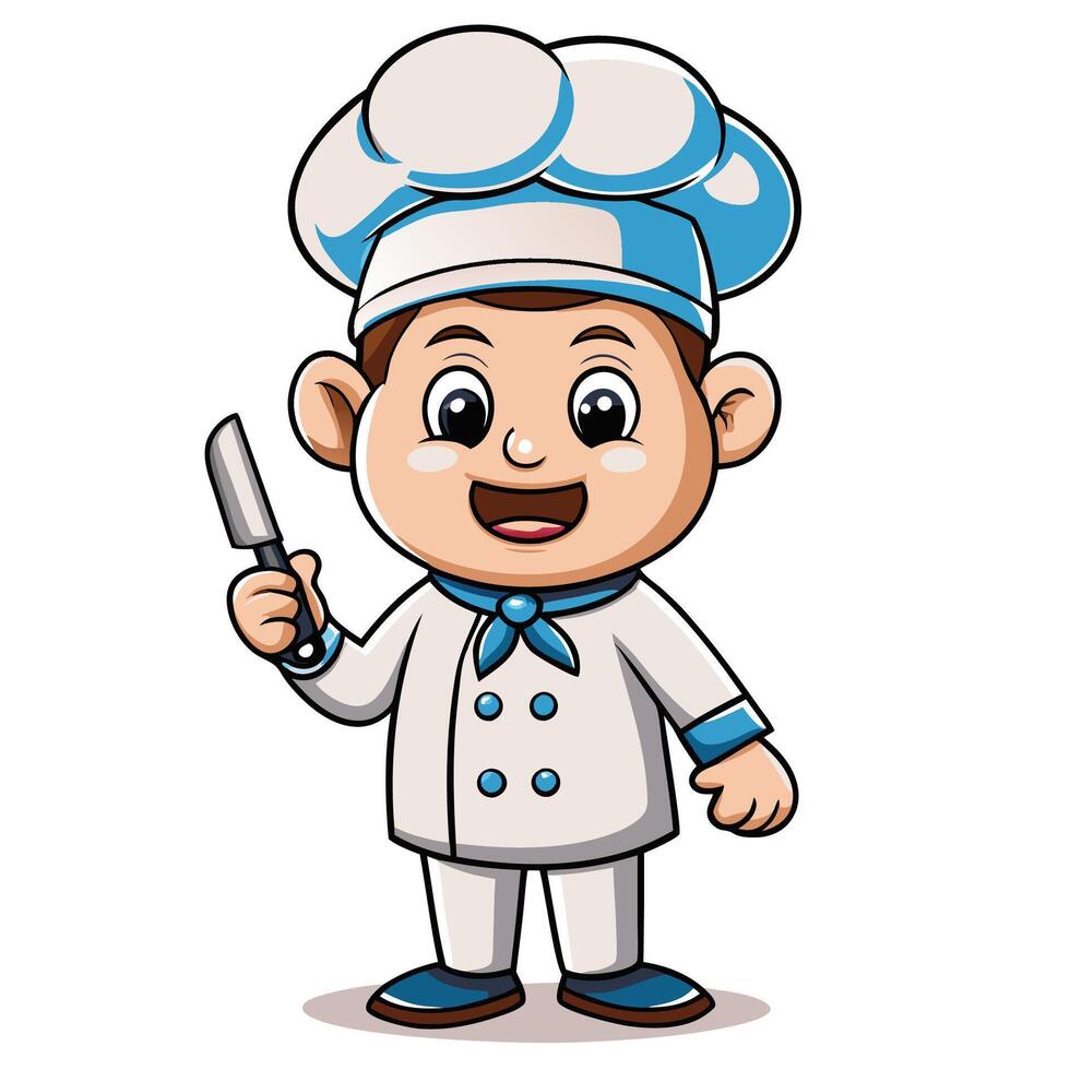 cartoon chef holding a knife vector