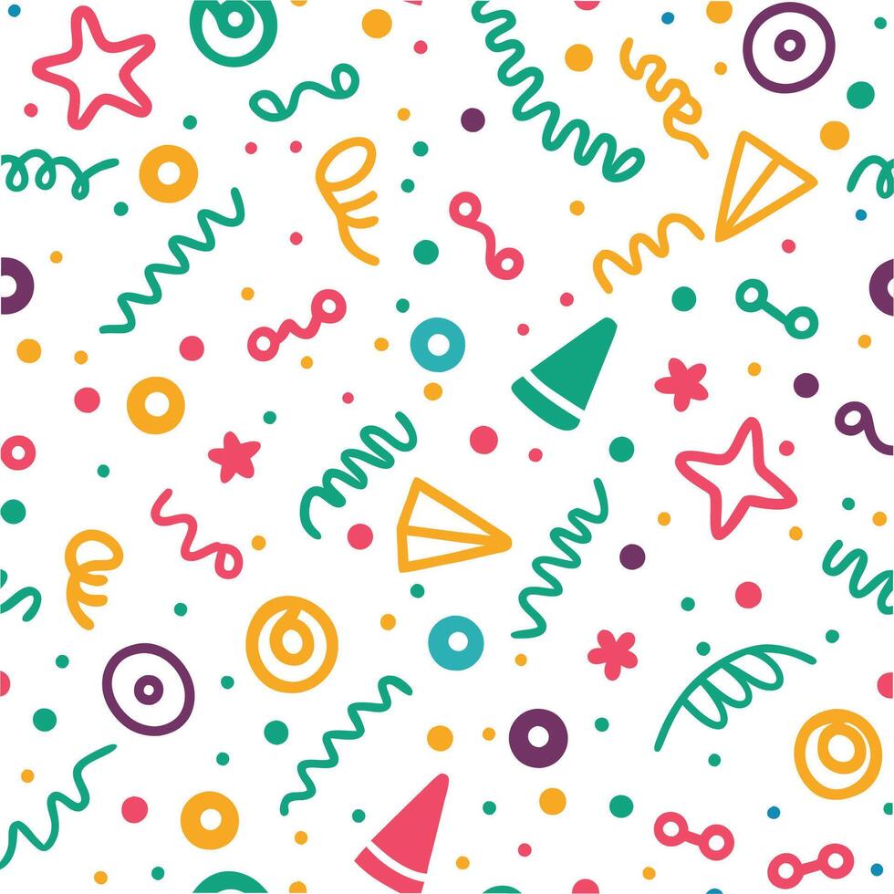 seamless pattern with colorful party items vector