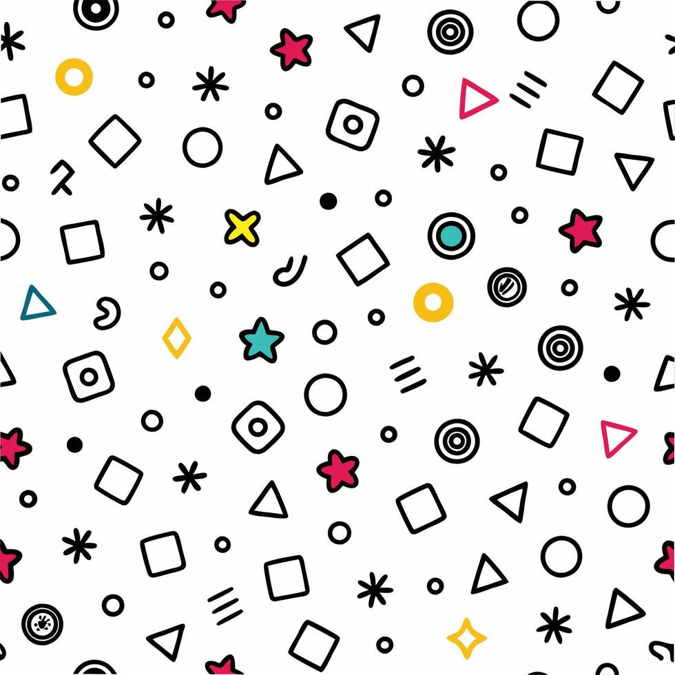 seamless pattern with geometric shapes and stars vector