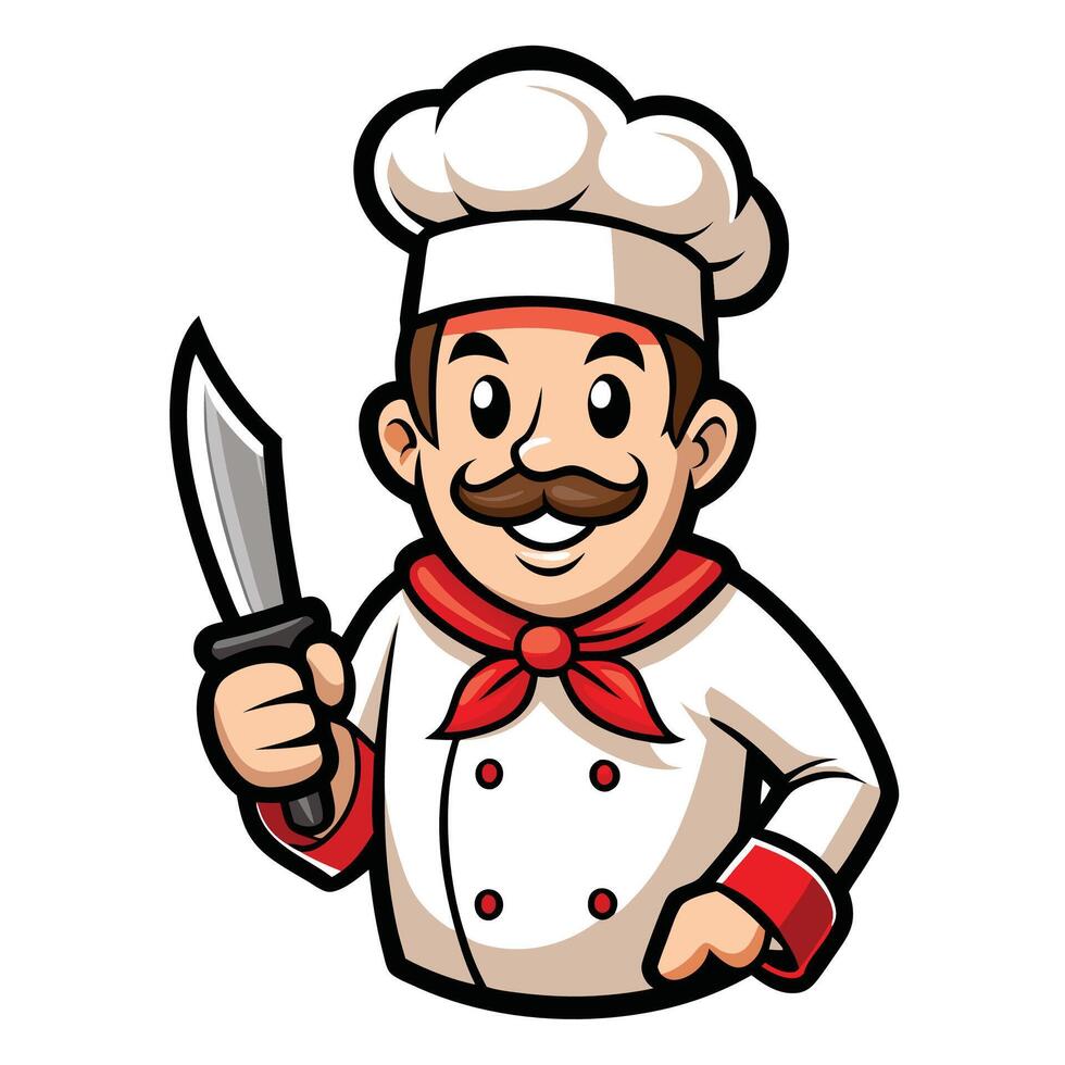 chef cartoon character holding a knife vector