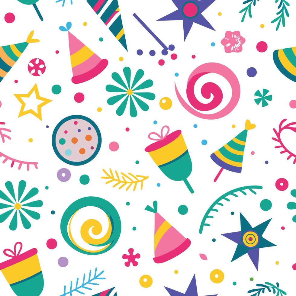 seamless pattern with colorful party items vector