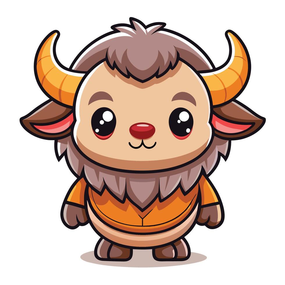 a cartoon character with horns and a yellow shirt vector