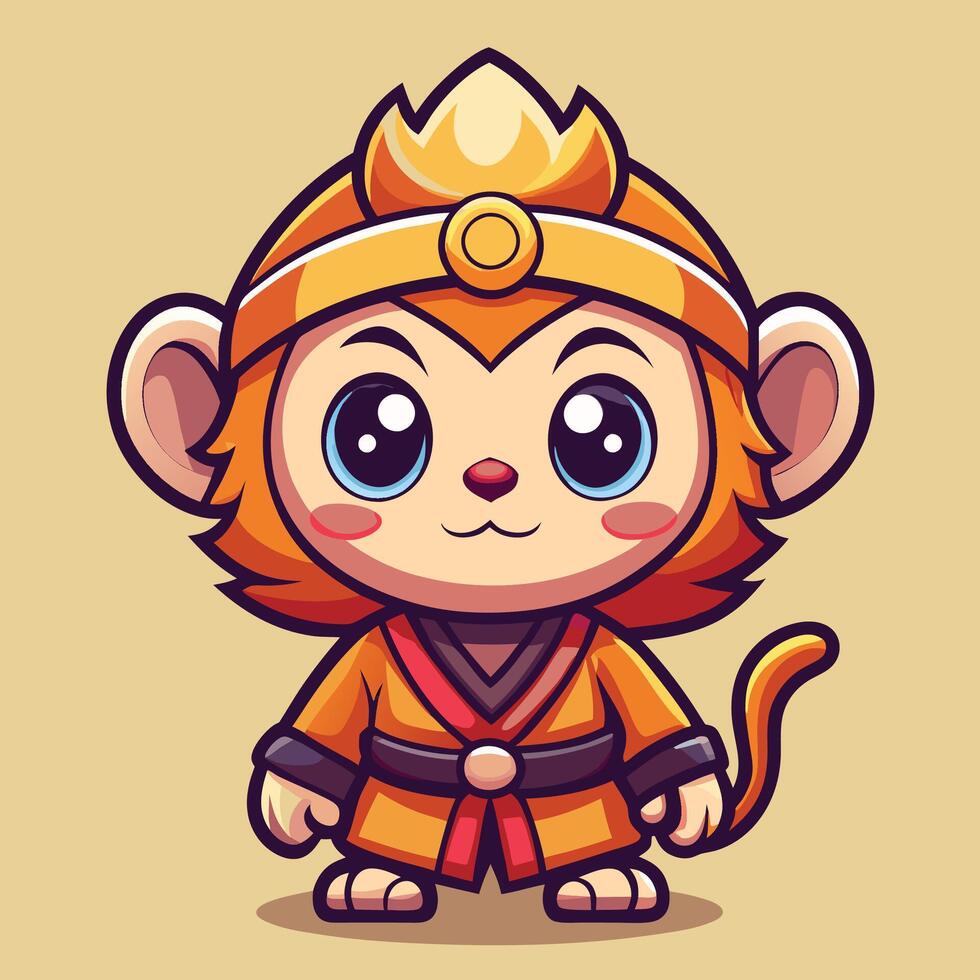 cartoon monkey character with a crown and a bow vector