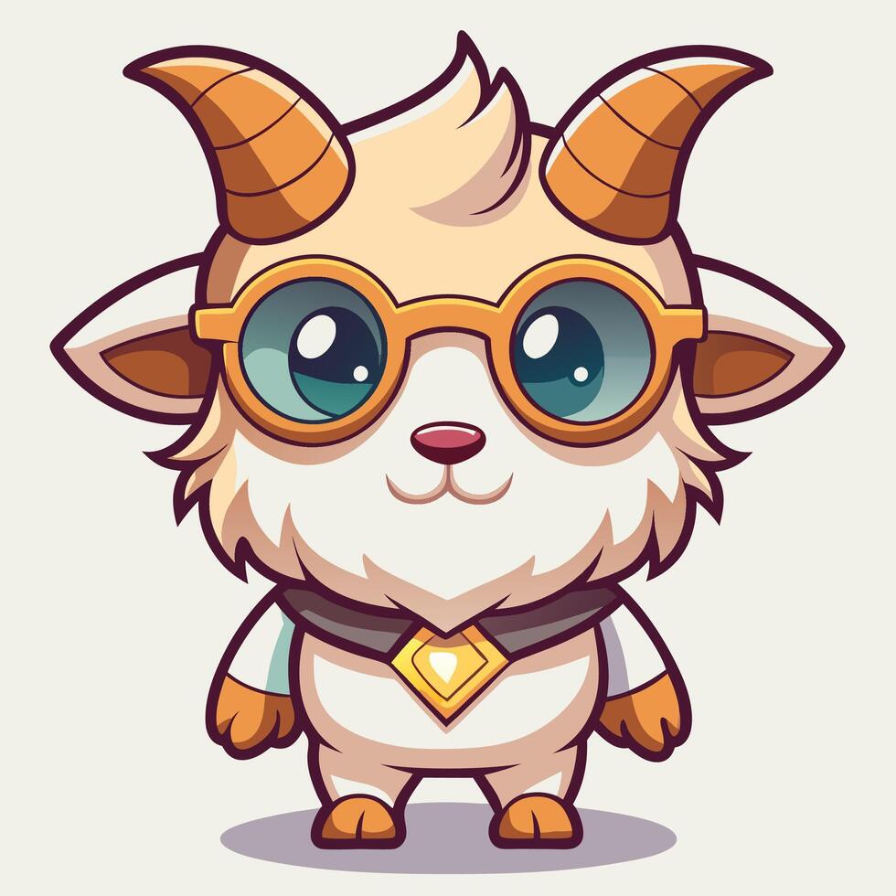 cartoon goat with glasses and a bowtie vector