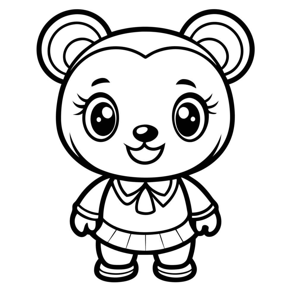a cartoon bear with a bow tie and dress vector