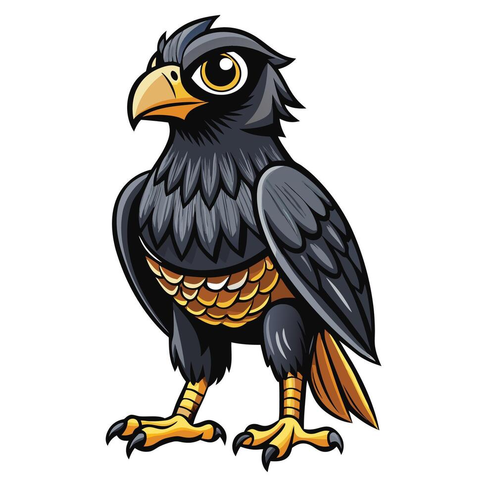 a cartoon black eagle with yellow beak vector