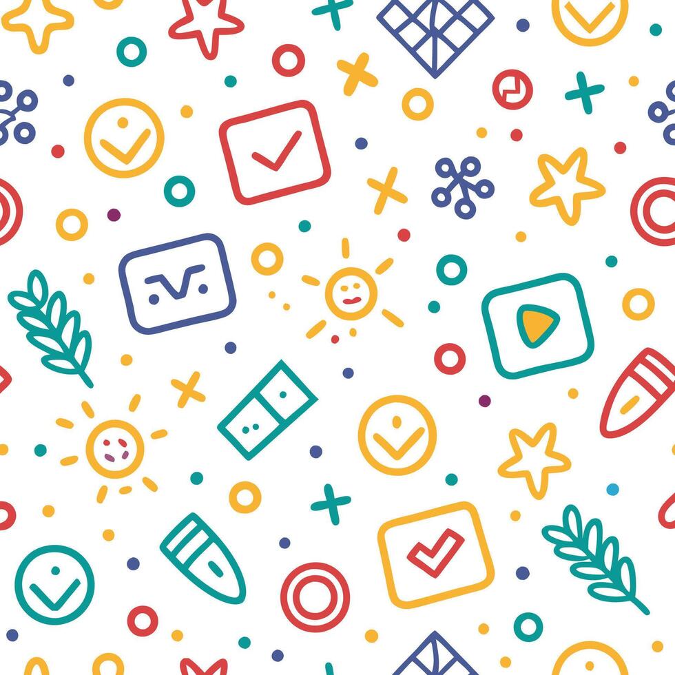 a colorful pattern with icons and symbols vector