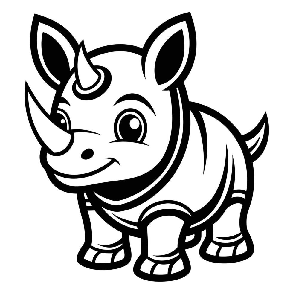 a cartoon rhino with horns standing in front of a white background vector