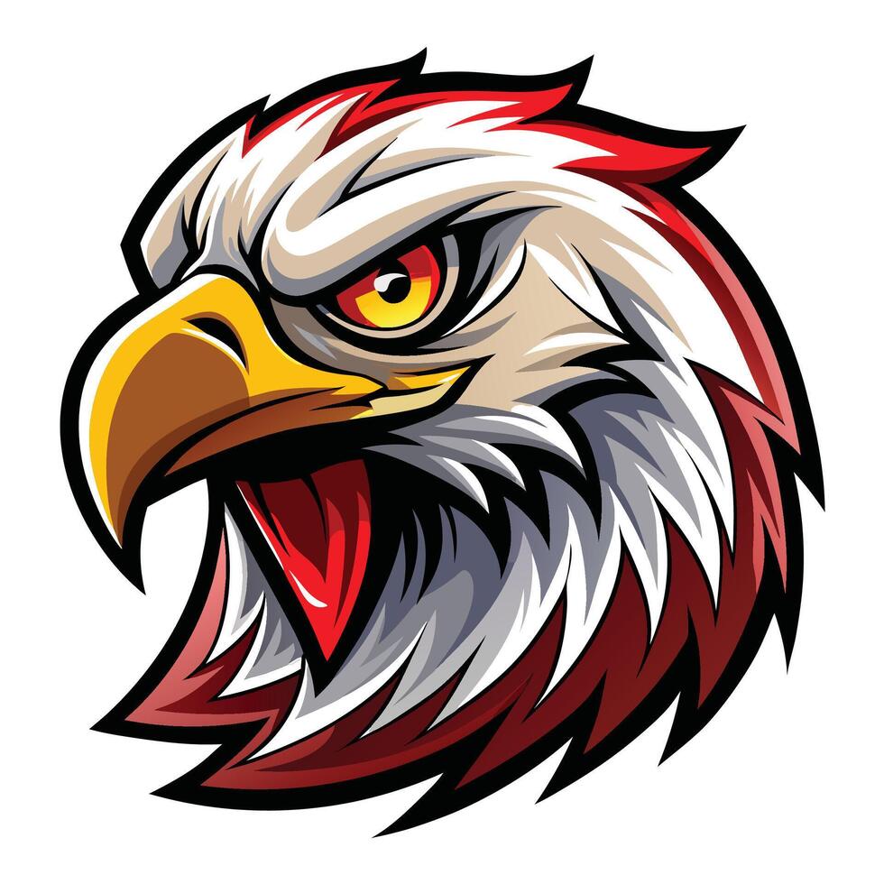 an eagle head with red and white feathers vector