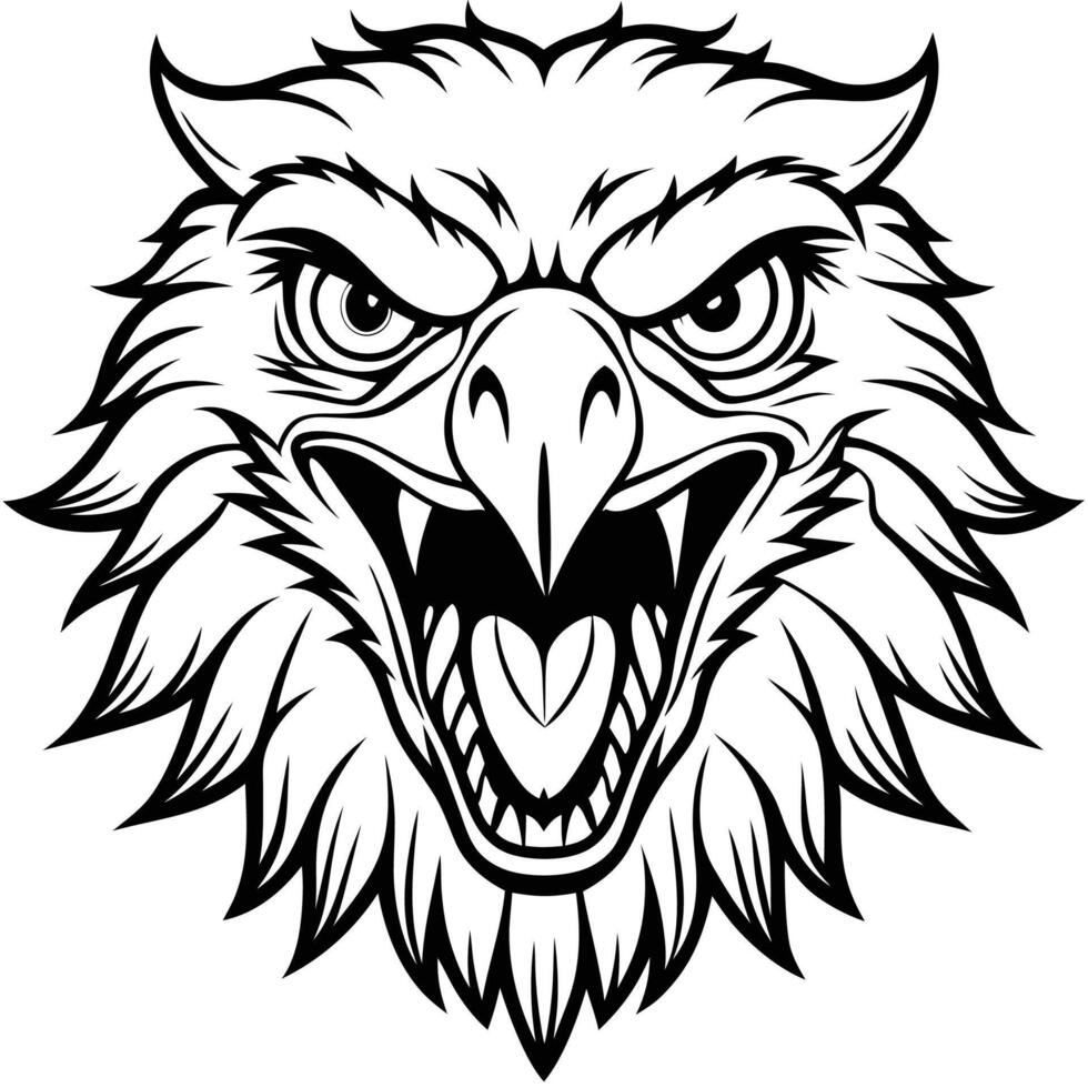 an eagle head with an angry expression vector