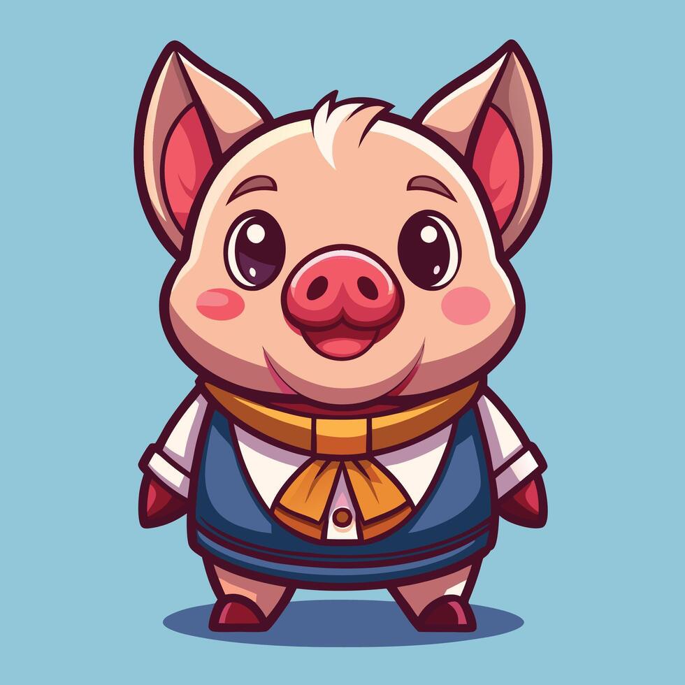 a cartoon pig wearing a tie and a bow tie vector