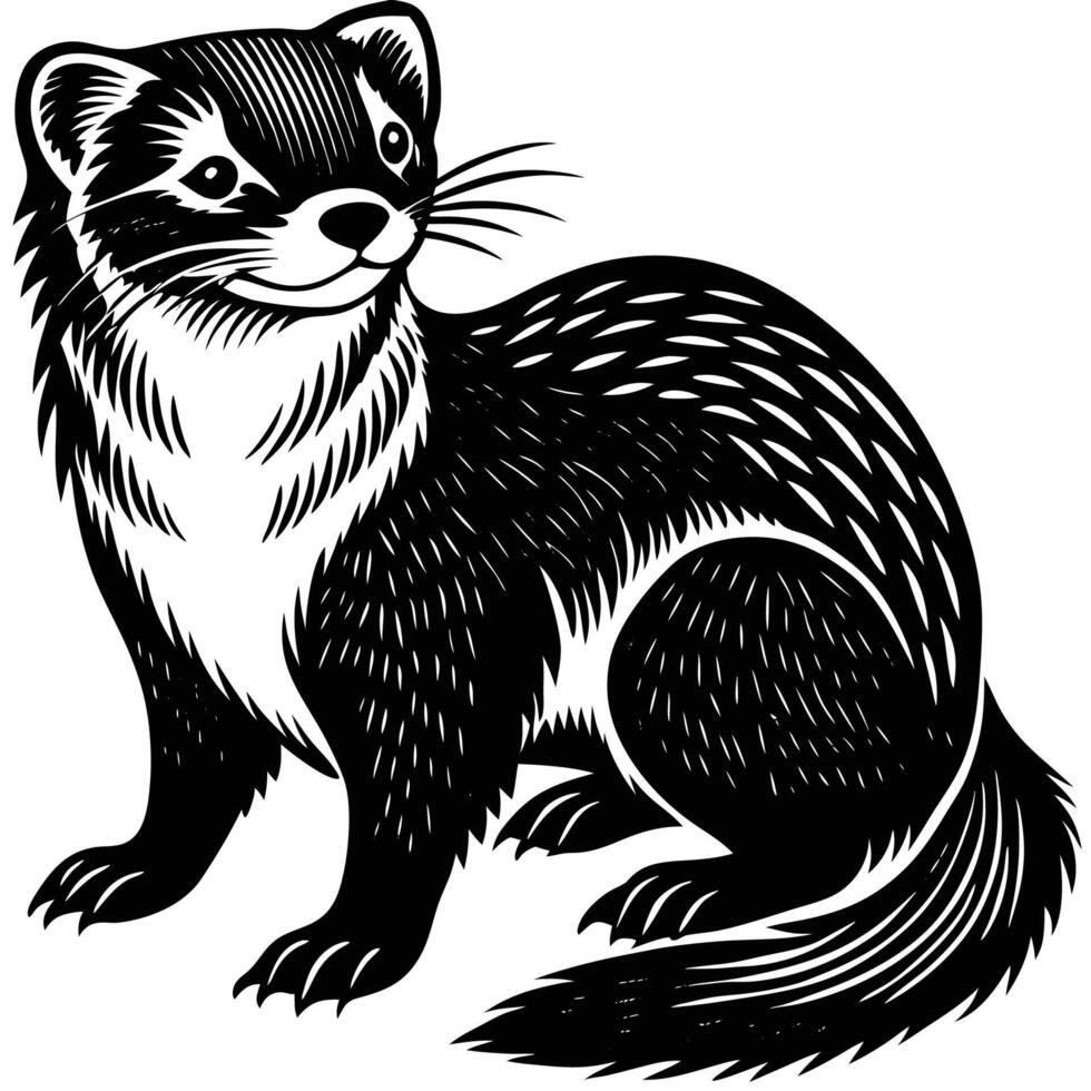a black and white illustration of a weasel vector