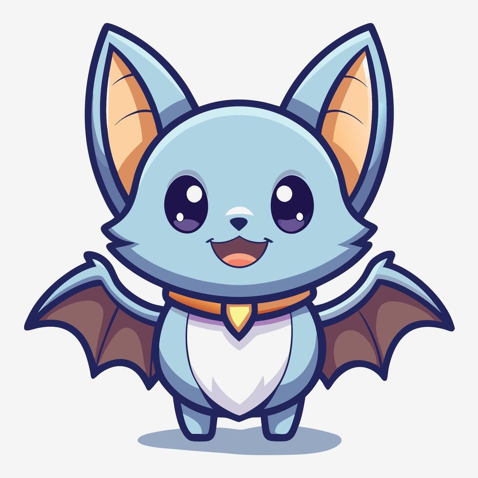 cartoon bat character with wings and a smile vector