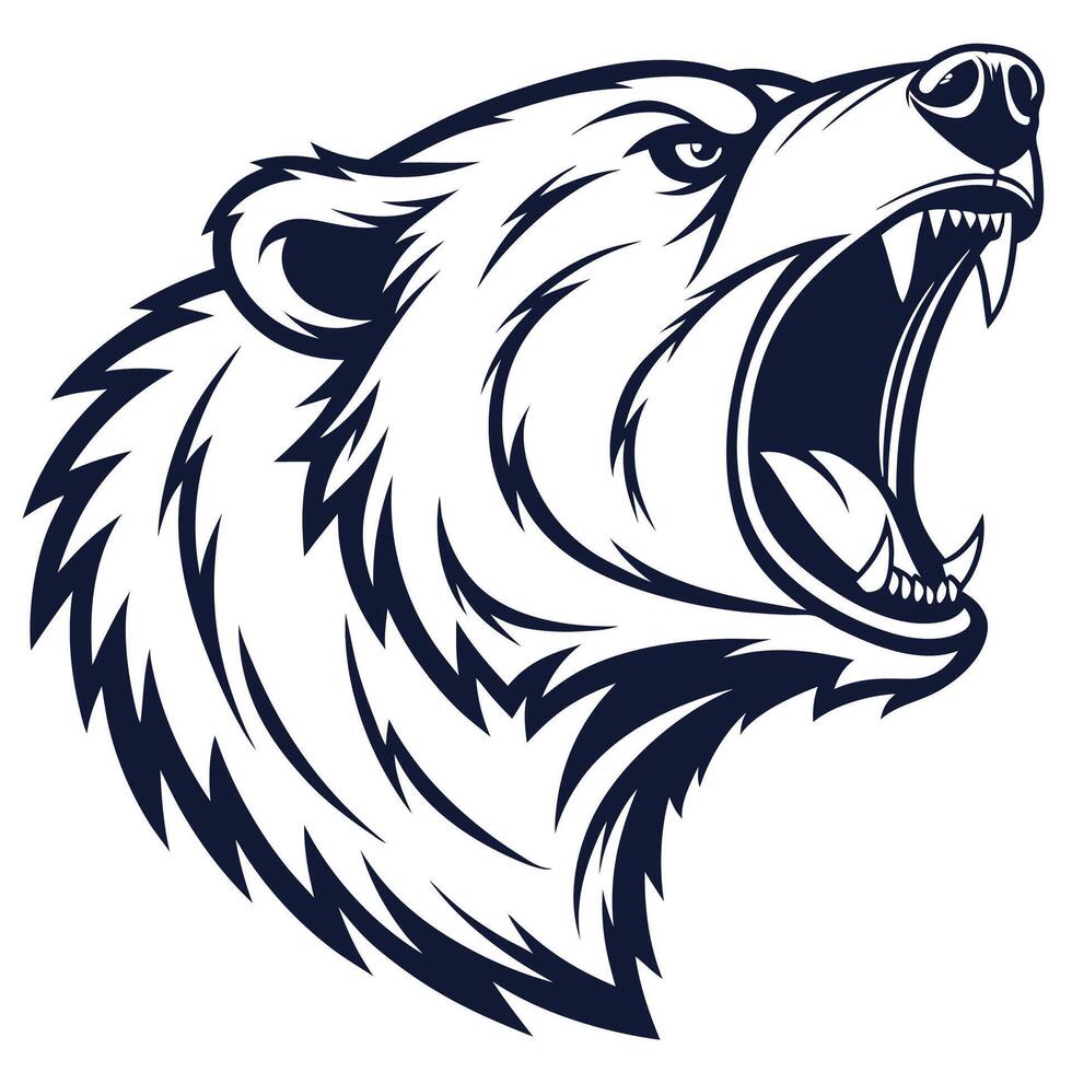 bear head with open mouth and open mouth vector